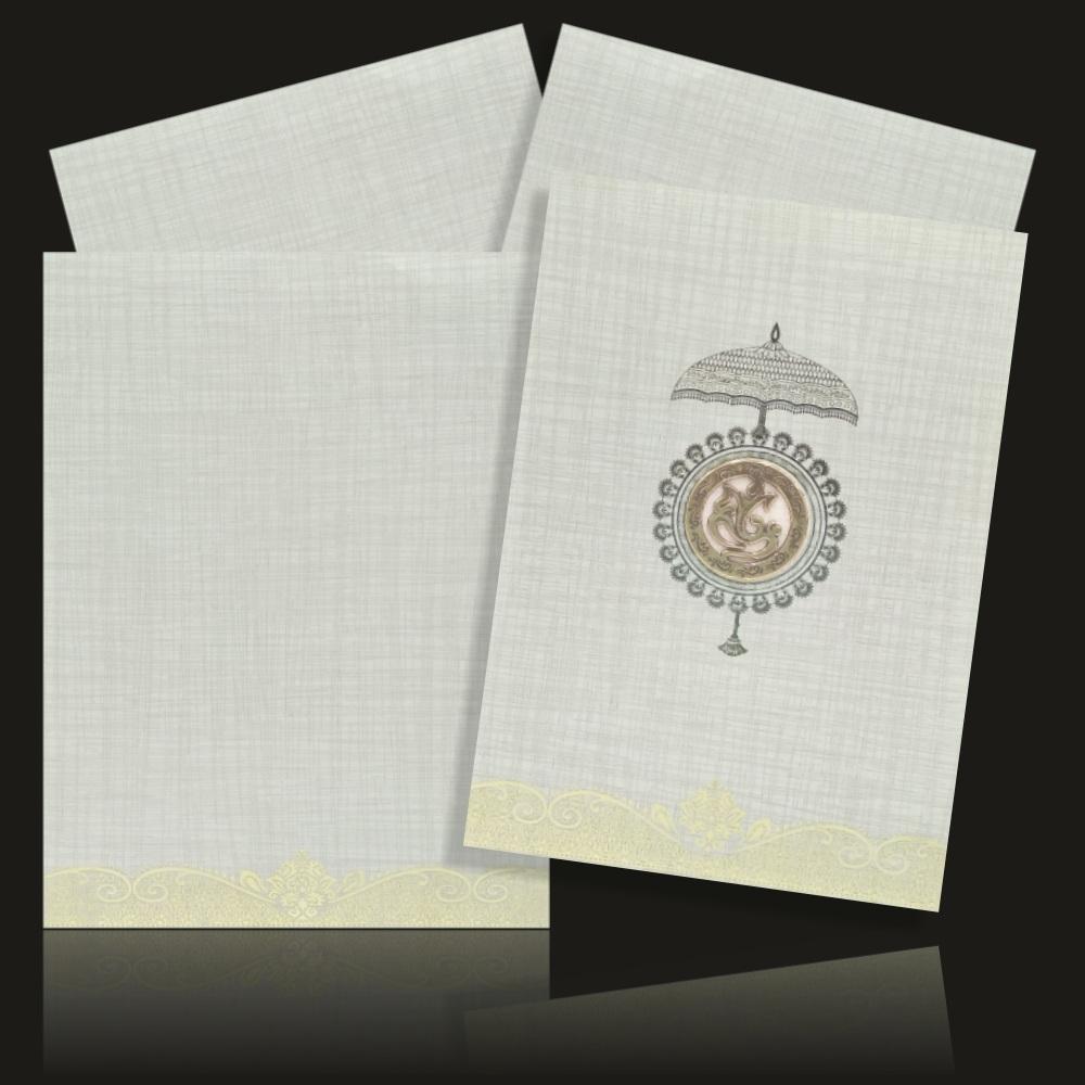 Enchanting Grey Shading With Ganesha Theme Wedding Card-KNCP24GG-4